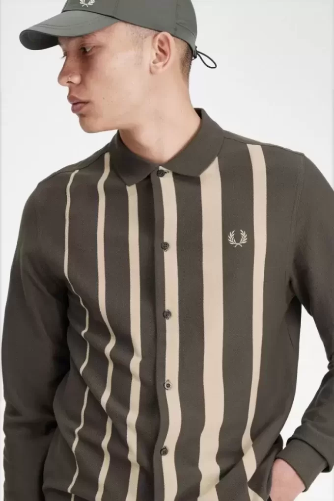 Langarm-Poloshirt mit Farbverlaufsstreifen für Herren