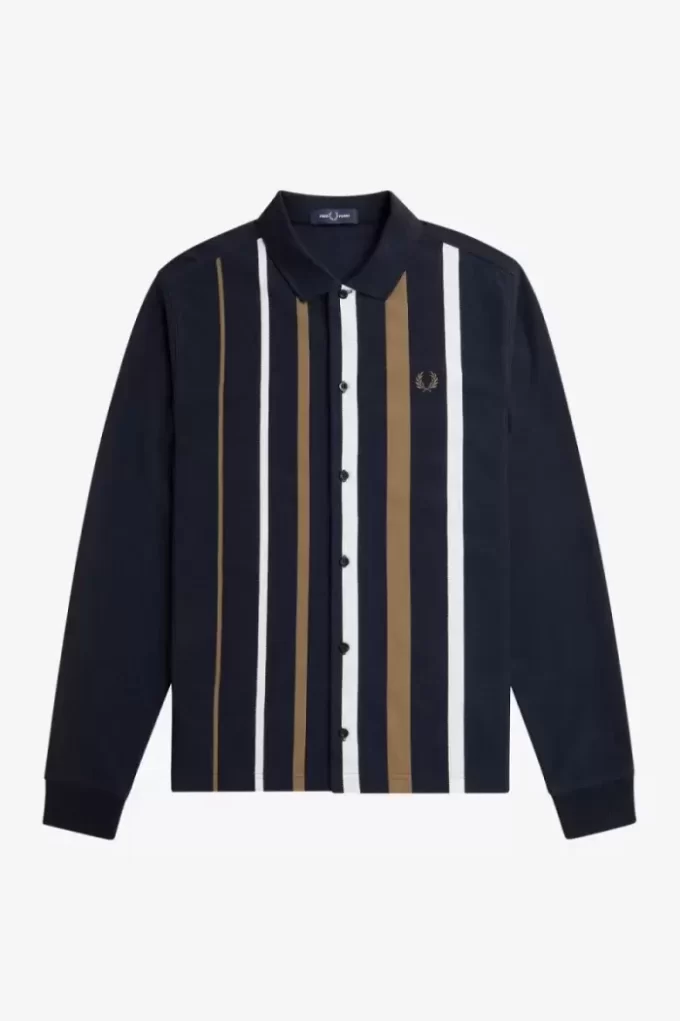 Langarm-Poloshirt mit Farbverlaufsstreifen für Herren