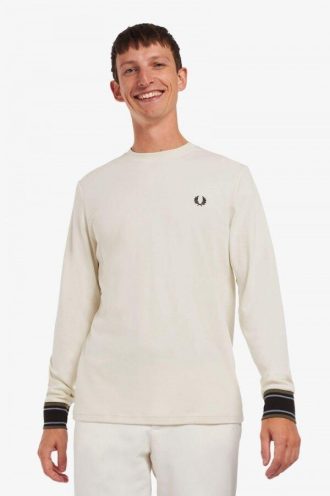 Langarm-T-Shirts mit gestreiften Manschetten