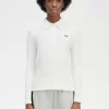 Langärmliges geripptes Damen-Poloshirt
