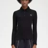 Langärmliges geripptes Damen-Poloshirt