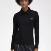 Langärmliges geripptes Damen-Poloshirt