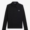 Langärmliges geripptes Damen-Poloshirt