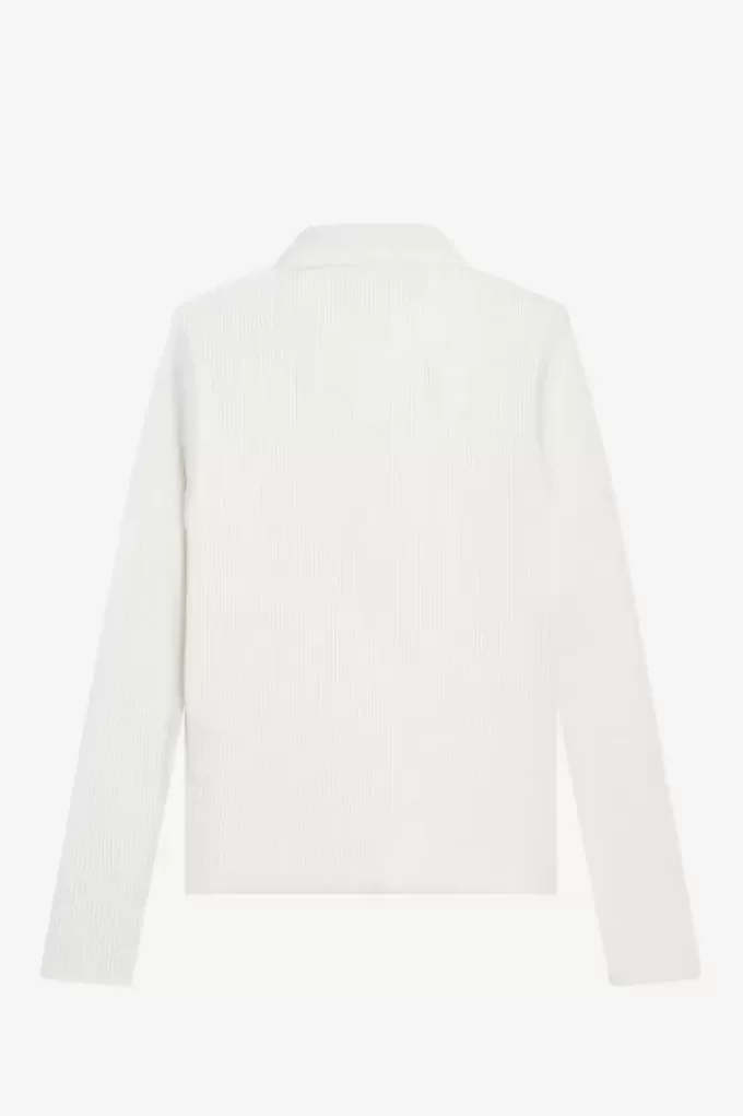 Langärmliges geripptes Damen-Poloshirt