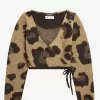 Leoparden-Wickelcardigan für Damen