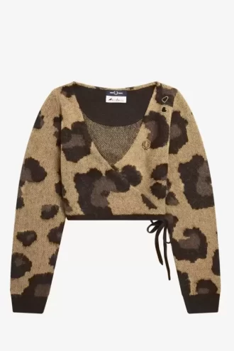 Leoparden-Wickelcardigan für Damen