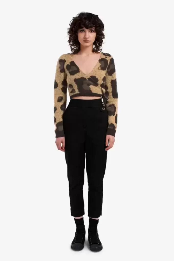 Leoparden-Wickelcardigan für Damen