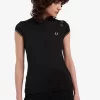 Metallic-Strick-Poloshirt für Damen