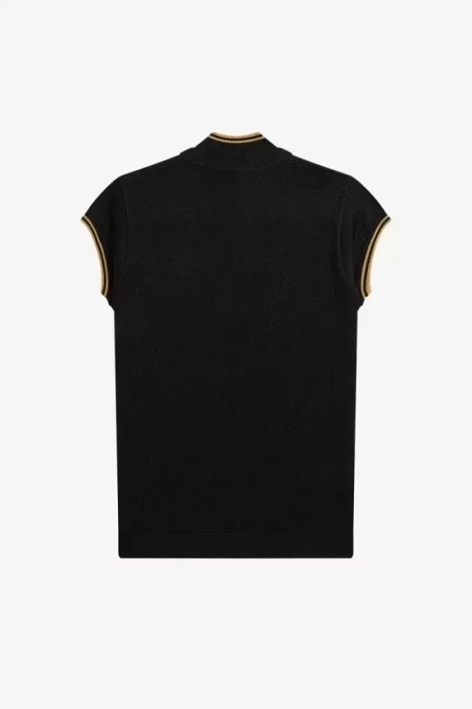 Metallic-Strick-Poloshirt für Damen