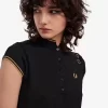 Metallic-Strick-Poloshirt für Damen
