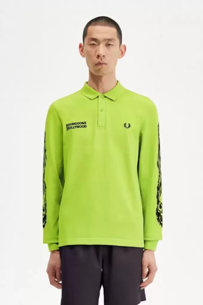Noongoons Langarm-Poloshirt mit Grafik für Herren