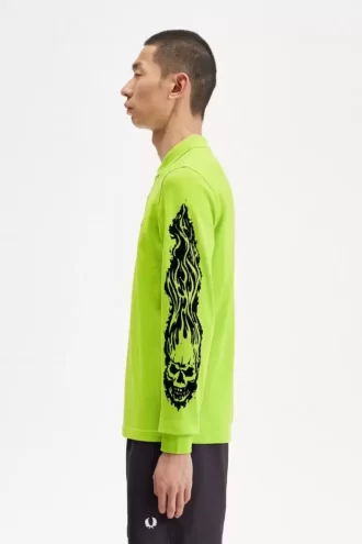 Noongoons Langarm-Poloshirt mit Grafik für Herren