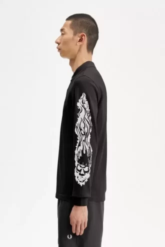 Noongoons Langarm-Poloshirt mit Grafik für Herren