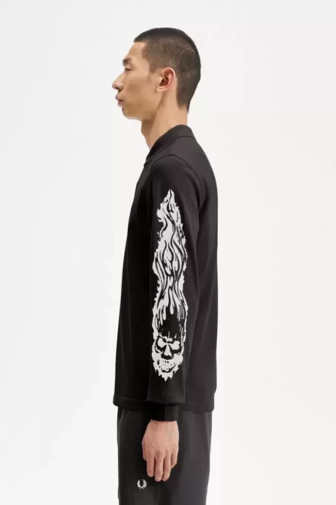 Noongoons Langarm-Poloshirt mit Grafik für Herren