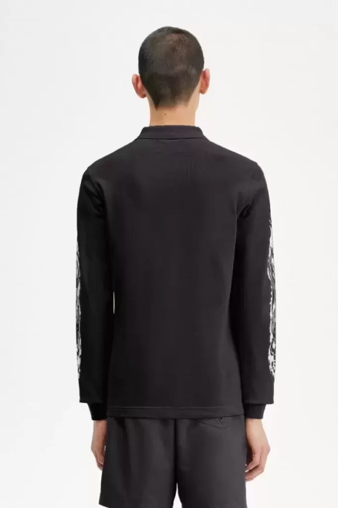 Noongoons Langarm-Poloshirt mit Grafik für Herren