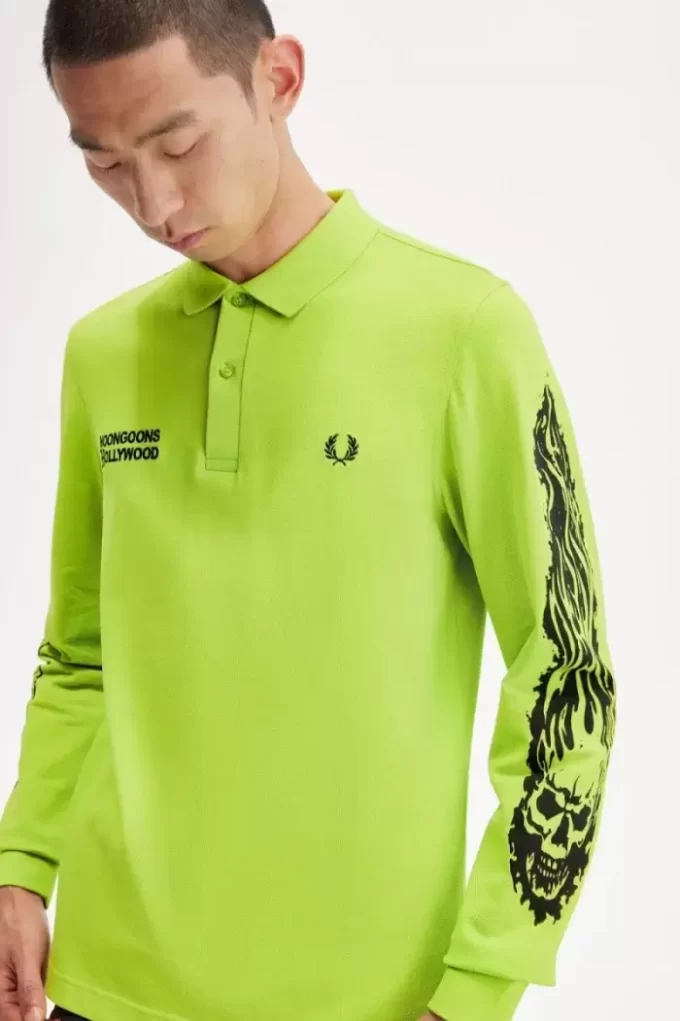 Noongoons Langarm-Poloshirt mit Grafik für Herren