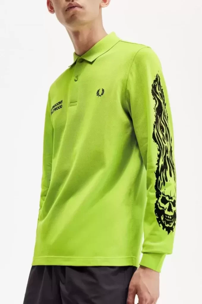 Noongoons Langarm-Poloshirt mit Grafik für Herren