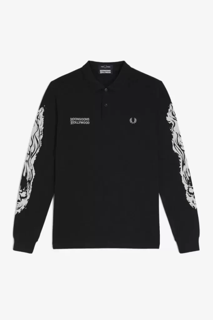 Noongoons Langarm-Poloshirt mit Grafik für Herren