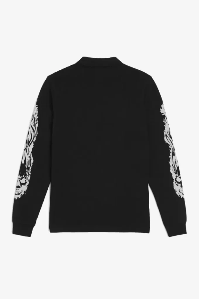 Noongoons Langarm-Poloshirt mit Grafik für Herren