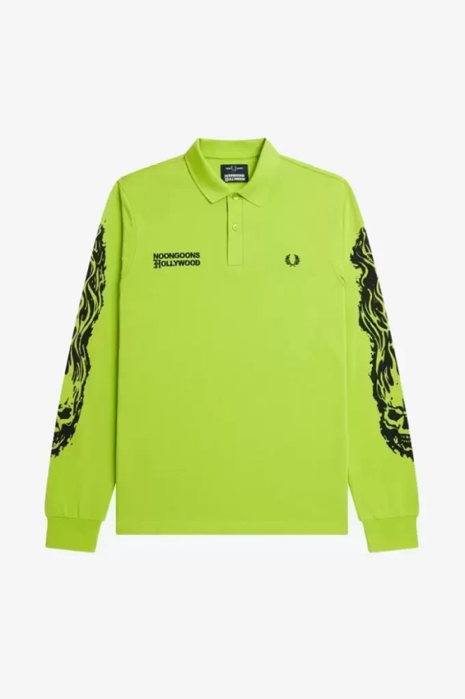Noongoons Langarm-Poloshirt mit Grafik für Herren