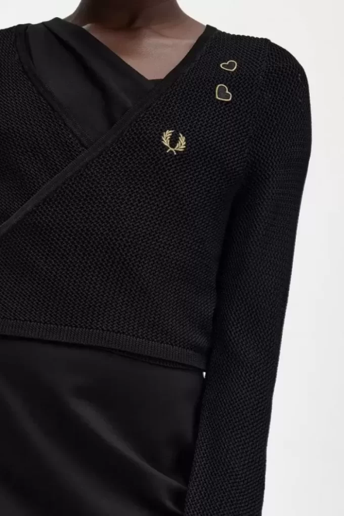 Offen gestrickte Wickel-Strickjacke für Damen