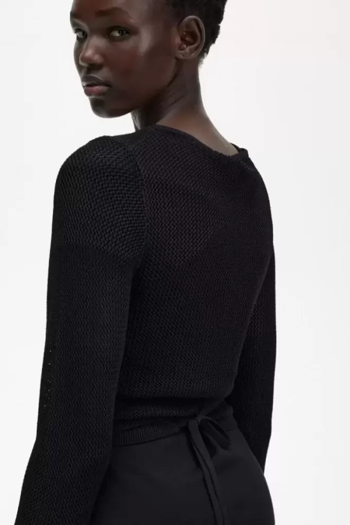 Offen gestrickte Wickel-Strickjacke für Damen