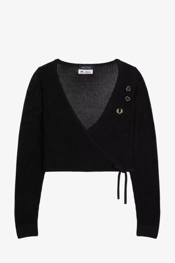 Offen gestrickte Wickel-Strickjacke für Damen