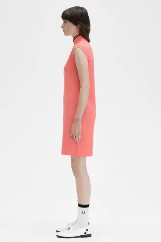 Piqué-Kleid für Damen mit bedrucktem Besatz