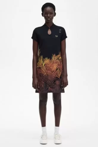 Piqué-Kleid für Damen mit Palmenprint