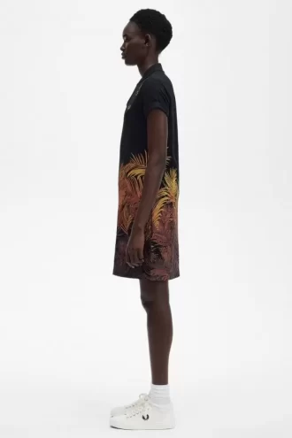 Piqué-Kleid für Damen mit Palmenprint