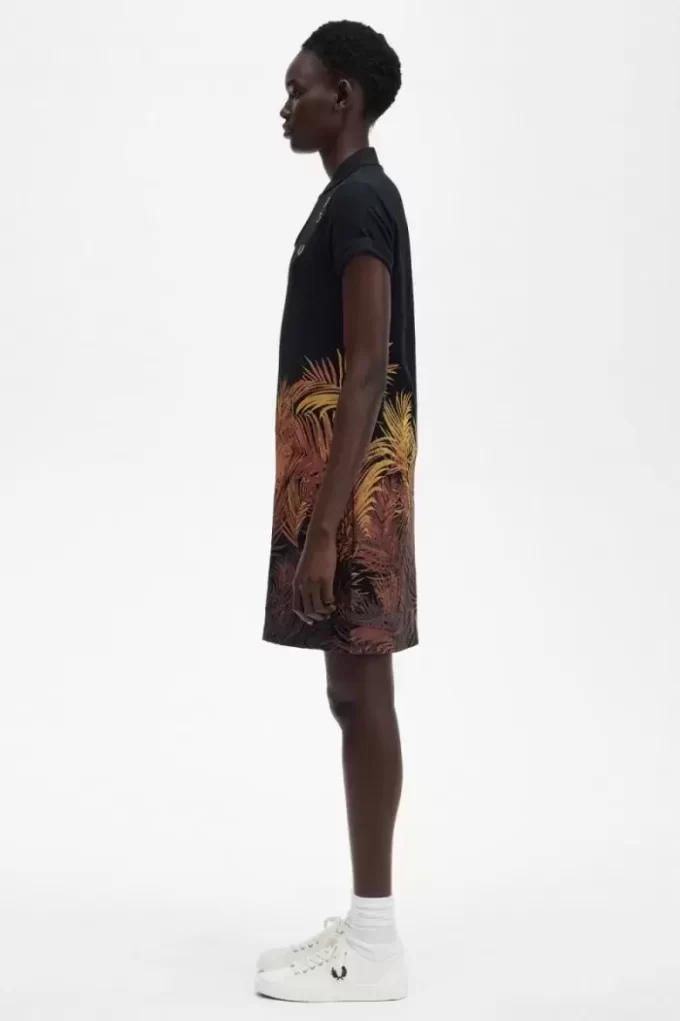 Piqué-Kleid für Damen mit Palmenprint