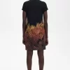 Piqué-Kleid für Damen mit Palmenprint