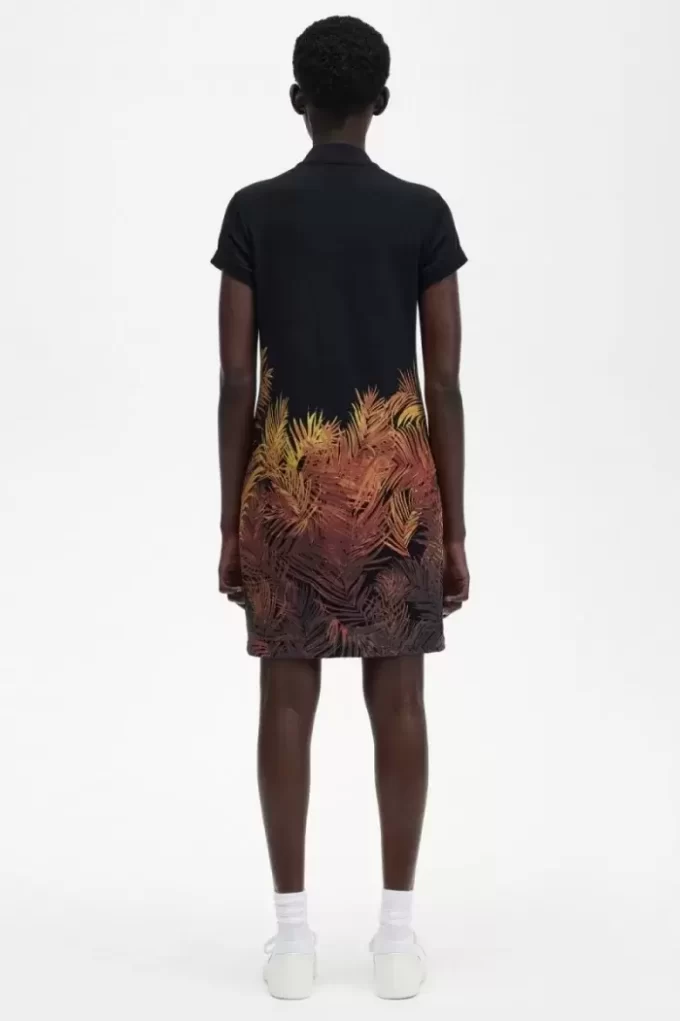 Piqué-Kleid für Damen mit Palmenprint