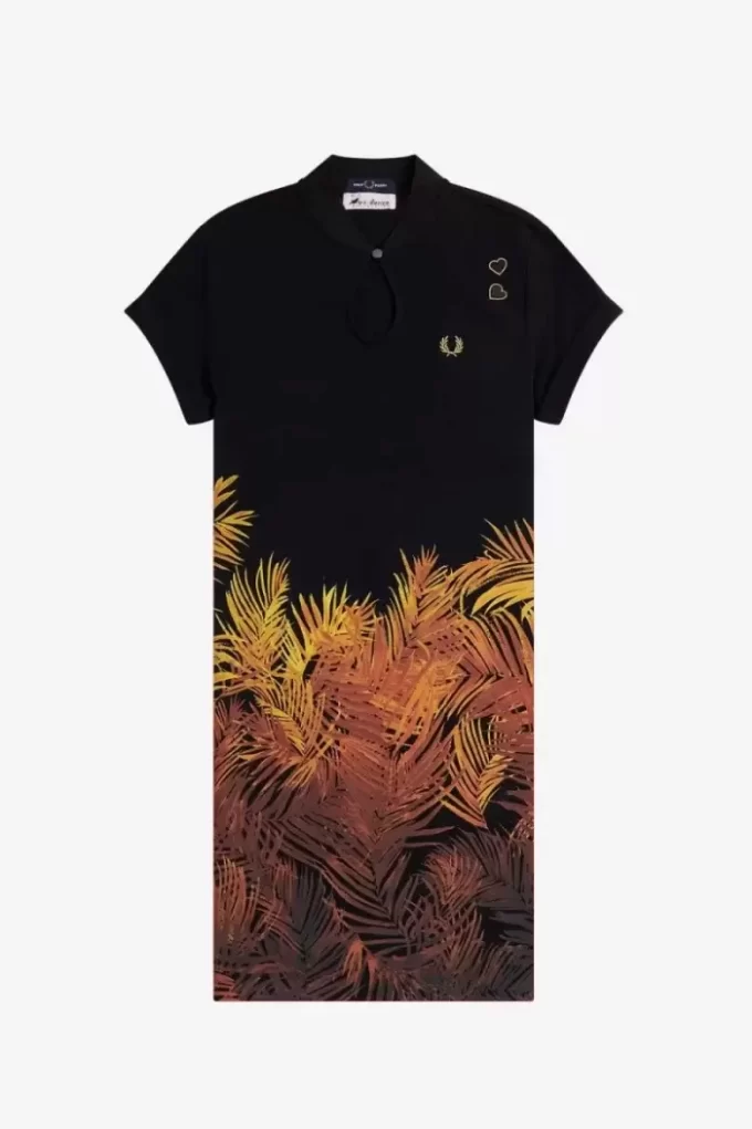 Piqué-Kleid für Damen mit Palmenprint