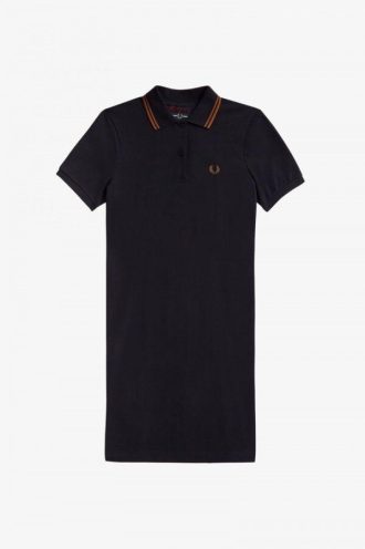 Piqué-Kleid mit Tartan-Einsätzen