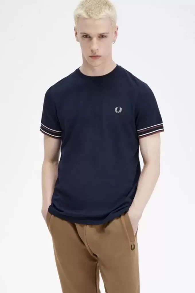 Piqué-T-Shirt mit auffälligen Streifen für Herren