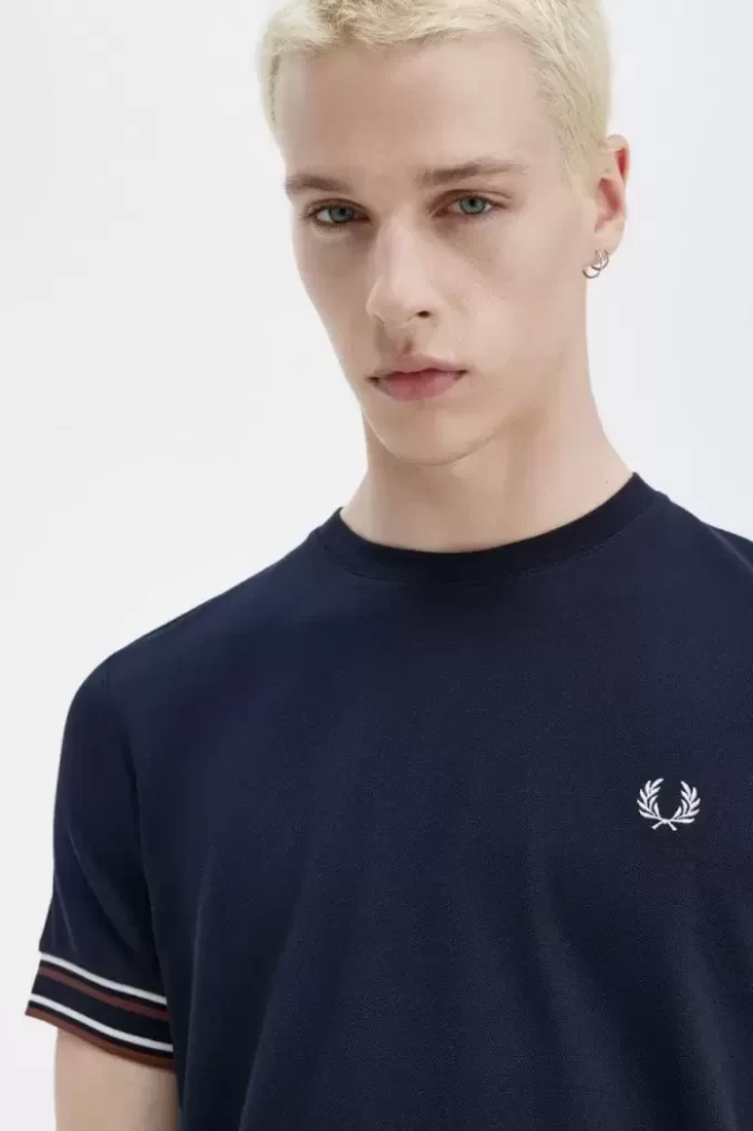 Piqué-T-Shirt mit auffälligen Streifen für Herren