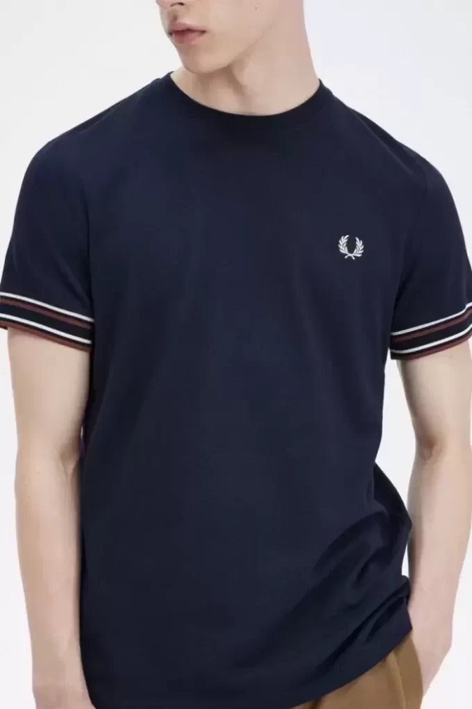 Piqué-T-Shirt mit auffälligen Streifen für Herren