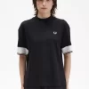 Piqué-T-Shirt mit Bündchen und Spitze für Damen