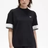 Piqué-T-Shirt mit Bündchen und Spitze für Damen