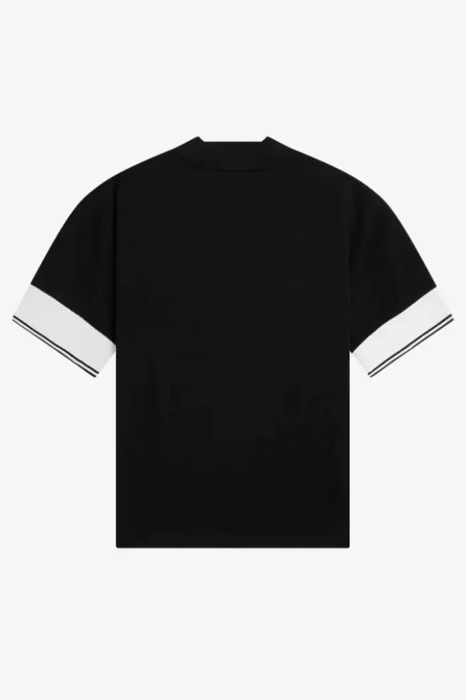 Piqué-T-Shirt mit Bündchen und Spitze für Damen