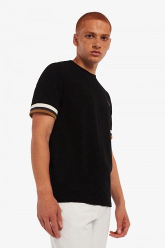 Piqué-T-Shirts mit gestreiften Bündchen