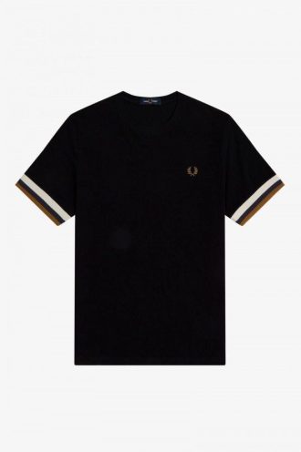 Piqué-T-Shirts mit gestreiften Bündchen