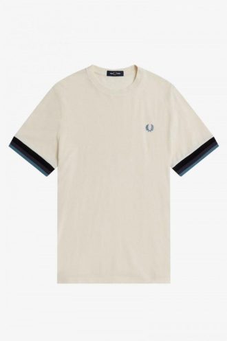 Piqué-T-Shirts mit gestreiften Bündchen