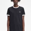 Ringer-T-Shirt mit Aufnäher für Herren