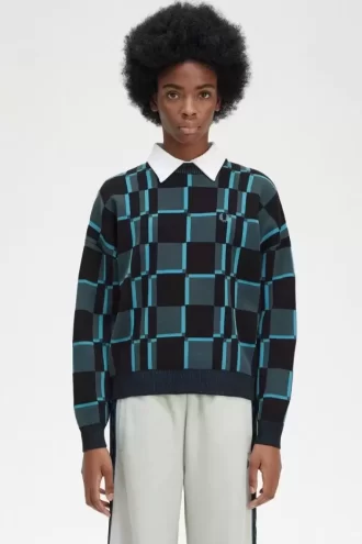 Schachbrett-Pullover für Damen