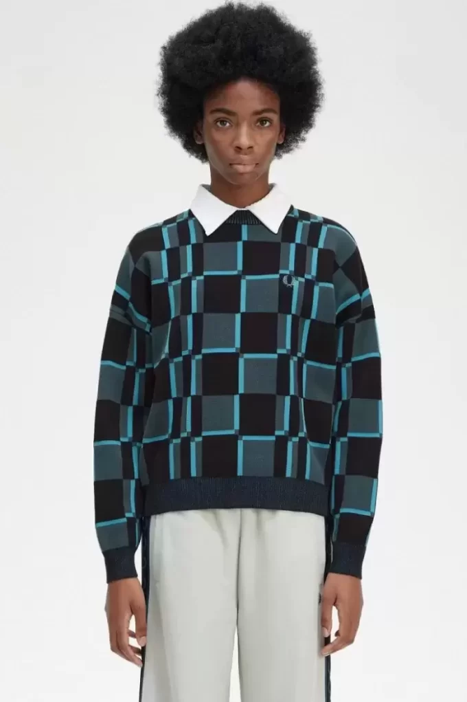 Schachbrett-Pullover für Damen