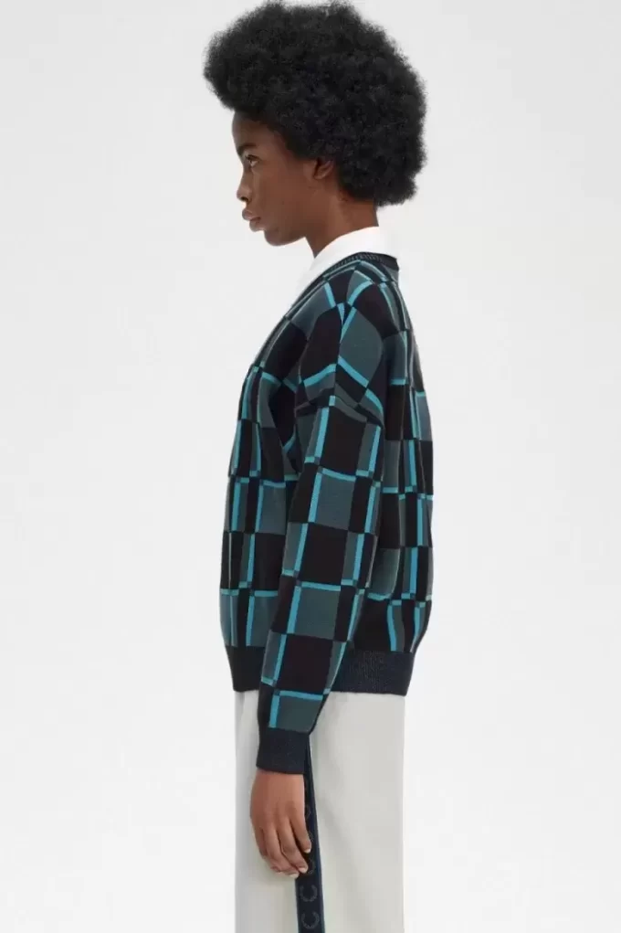 Schachbrett-Pullover für Damen