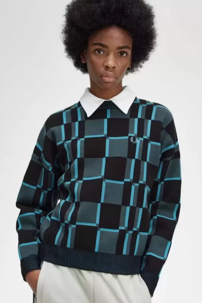 Schachbrett-Pullover für Damen