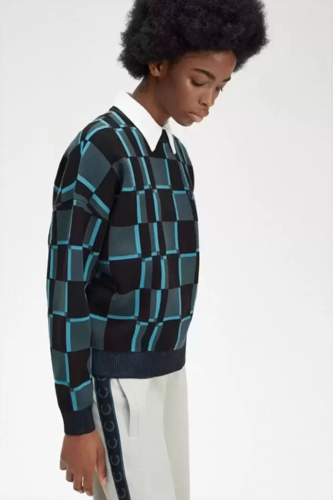 Schachbrett-Pullover für Damen
